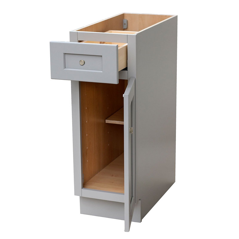 Hallatrow Gray Shaker Base Cabinet, 34.5" H x 15" W x 24" D
