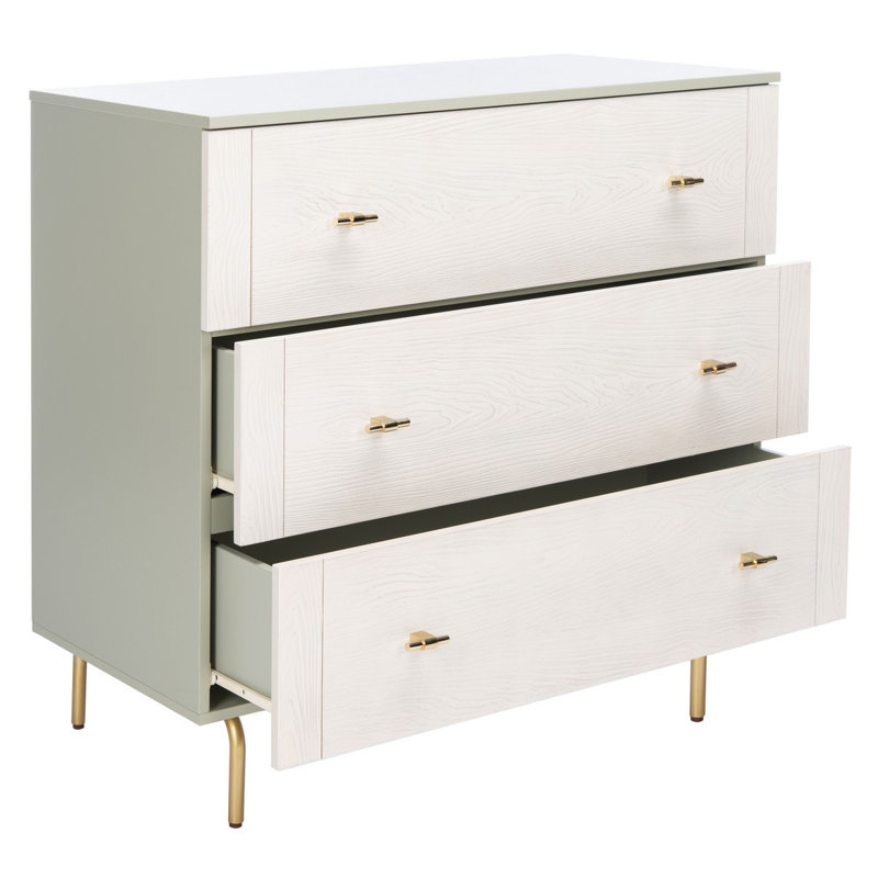 Stylish & Luxury Bronisław 36'' Nightstand – 3 Drawer Bedroom Dresser with Chic Modern Design, Gray/White Washed