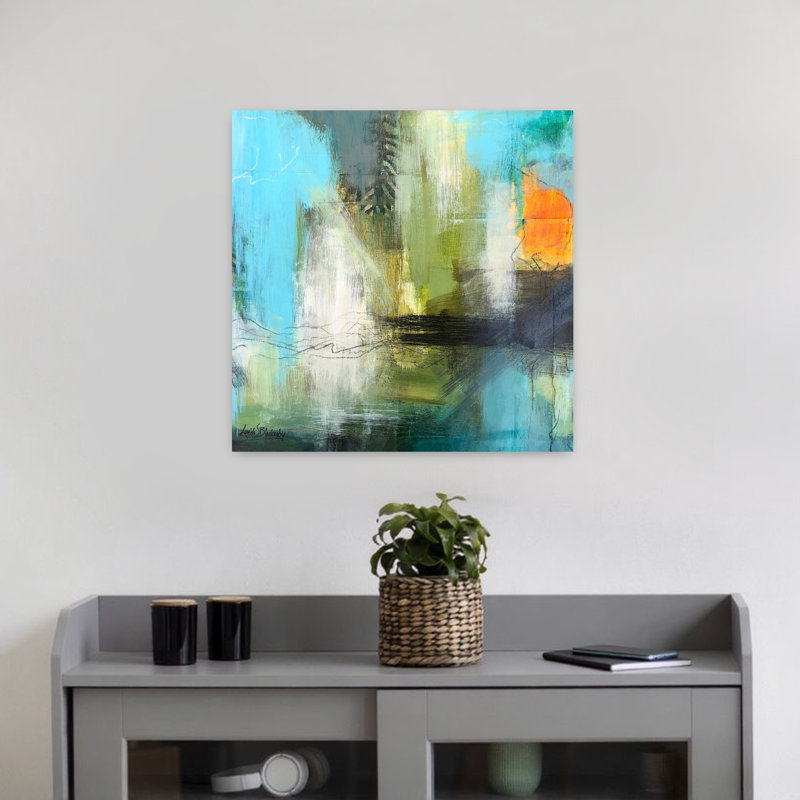 Aqua Serenity 2, art abstrait contemporain, H 18 po x l 18 po