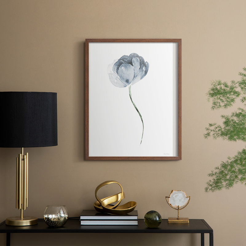 Tulipe II, reproduction encadrée - bois massif, H 21 po x l 17 po, Noyer