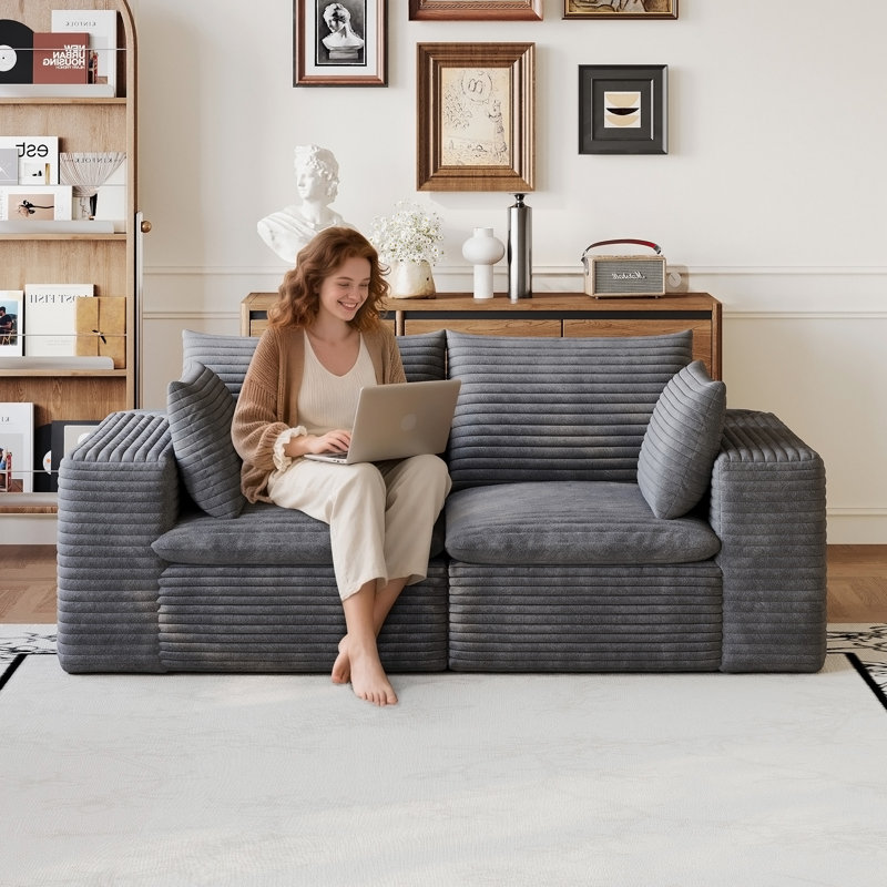 Canapé 71 po Cloud, Tissu gris foncé