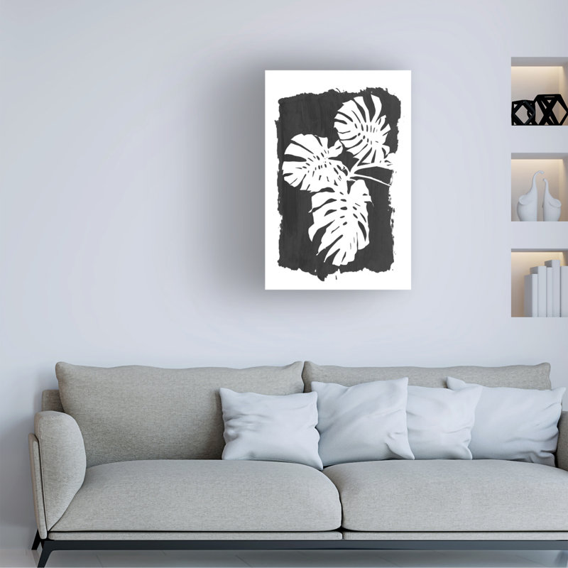 Art sur toile Amini54 Black Monstera Leaves, H 30 po x l 47 po