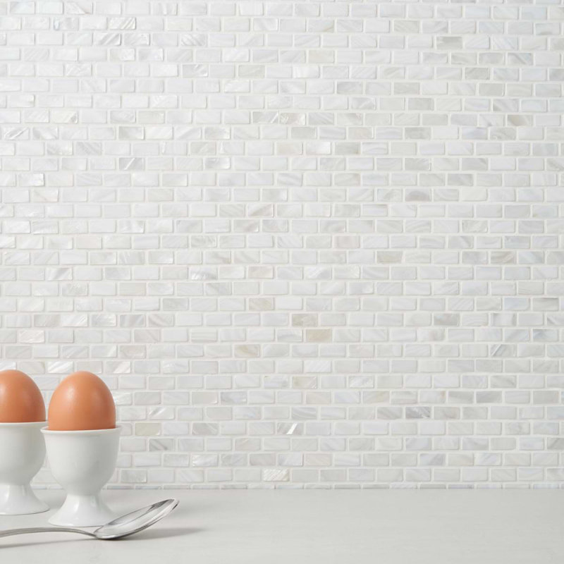 Mother of Pearl .5x1 Mini Brick Polished Pearl Shell Mosaic Tile