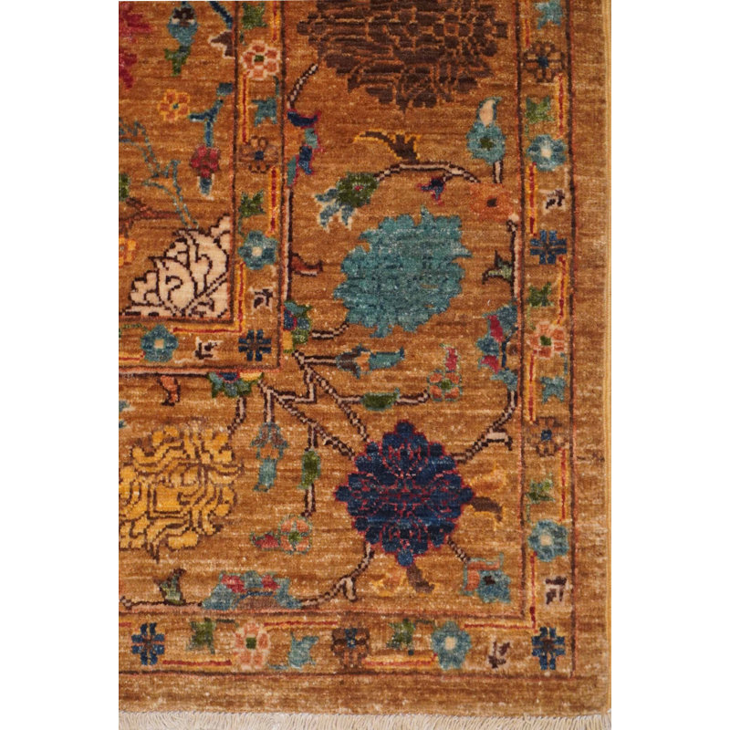 Tapis brun / kaki / émeraude unique 5 pi 8 po x 7 pi 10 po Tabriz