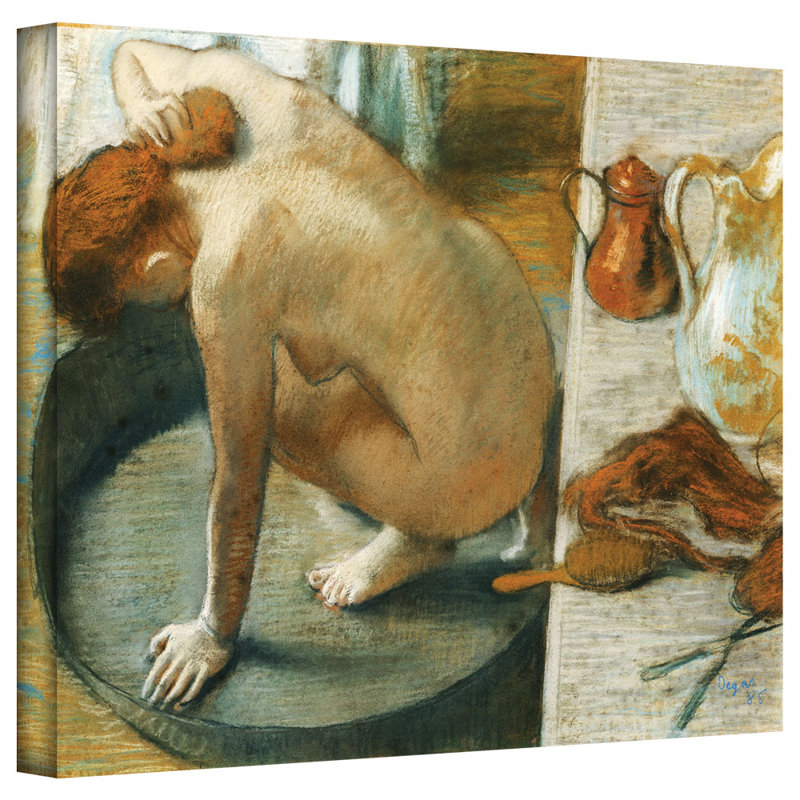 «The Tub» par Edgar Degas - reproduction d'art sur toile tendue, H 24 po x l 32 po
