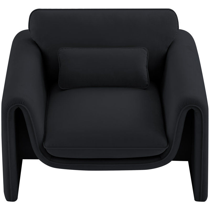 Sloan 42 inches W Velvet Armchair, Black Velvet