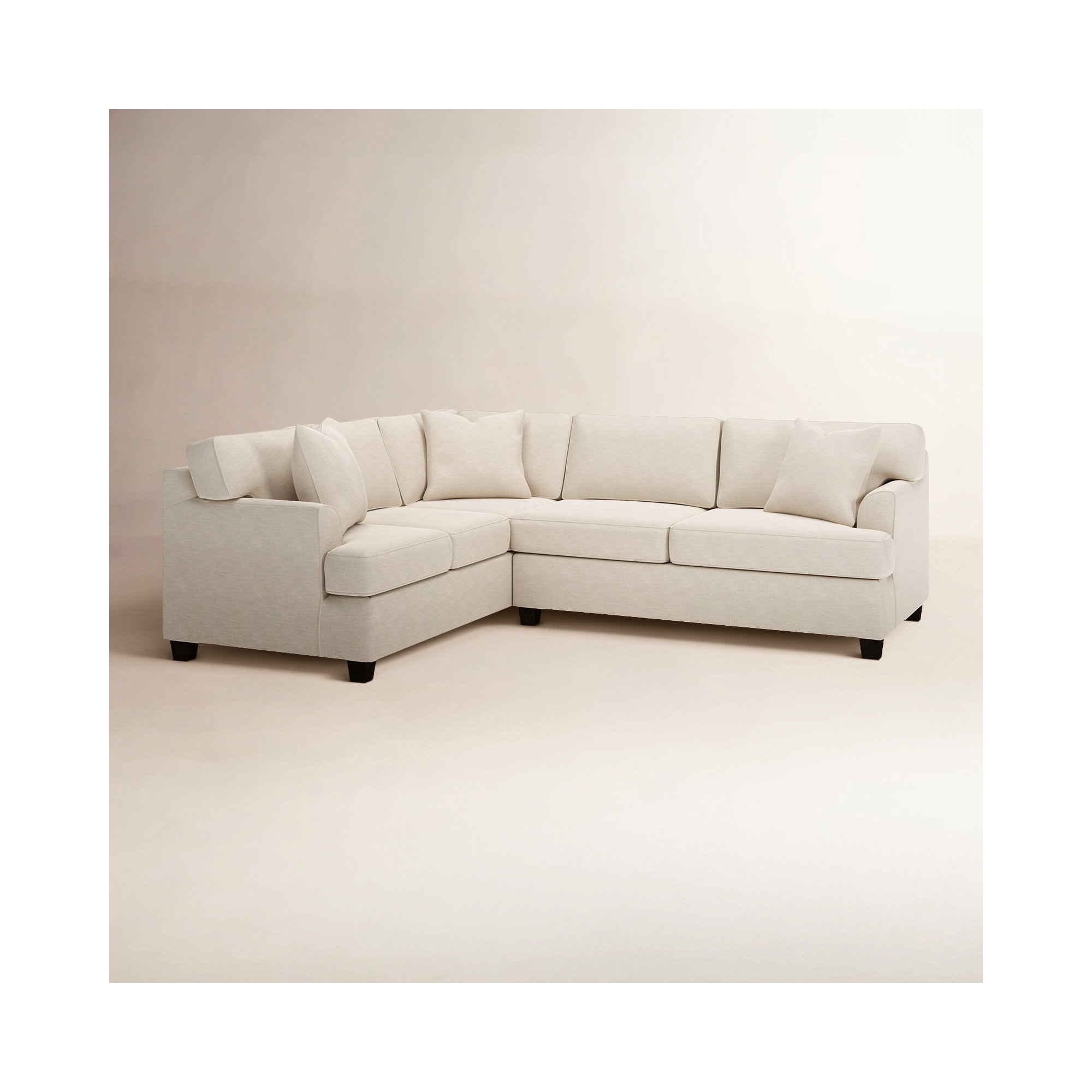 Conradina Upholstered L-Sectional, Left Hand Facing, Conversation Ivory Basketweave