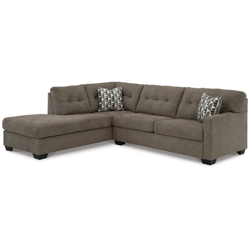 Mahoney 2-Piece Sectional with Chaise, Brown Polyester, Left Hand Facing