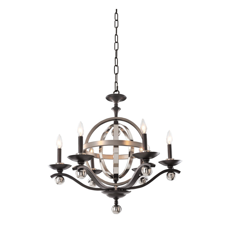 Rothwell 6 LT Polished Satin Nickel Tiered Chandelier Kalco
