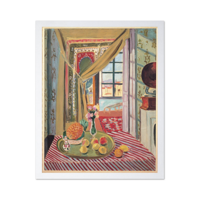 Henri Matisse - Intérieur avec Phonograph No3, Poster, 12"H x 16"W, White Framed