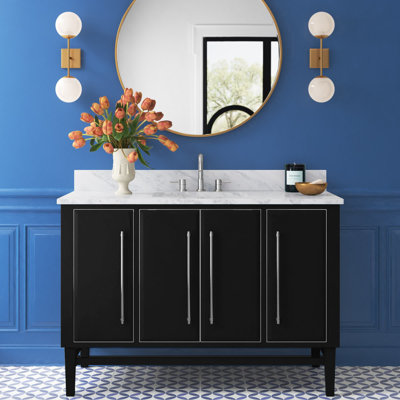 Meuble-lavabo simple 48 po avec comptoir en marbre de Carrare Ewen