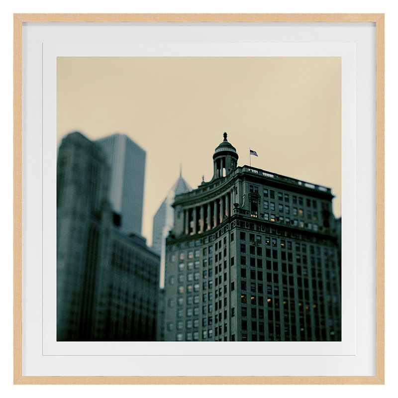 Wrigley Building Print by Alicia Bock, Maple Framed, 20" H x 20" W x 1.25" D