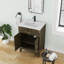 Meuble-lavabo de 24 po de largeur avec comptoir en résine blanche et lavabo, chêne gris