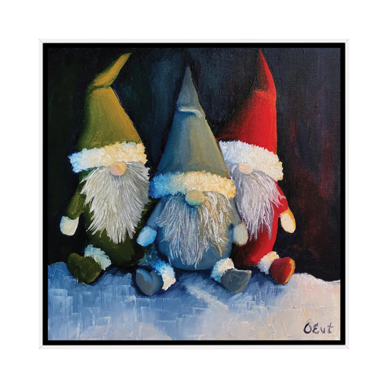 Gnomes de Noël. Cadeau de Noël - reproduction d'art murale - toile encadrée, H 26 po x l 26 po, Blanc