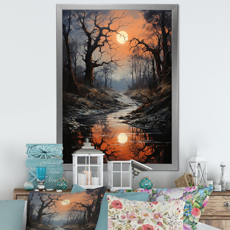 Moonlit Shadows In Winter I sur impression sur toile, Cadre photo argenté, H 32 po x l 16 po x P 1 po