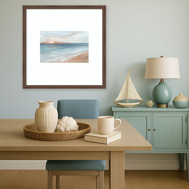 «Serene Sunrise over Calm Waters» par Ian C, reproduction d'art encadrée sur bois