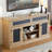 Embossed Pattern TV Stand, TV and Media Console with Open and Closed Storage Space and sliding door-1777191508