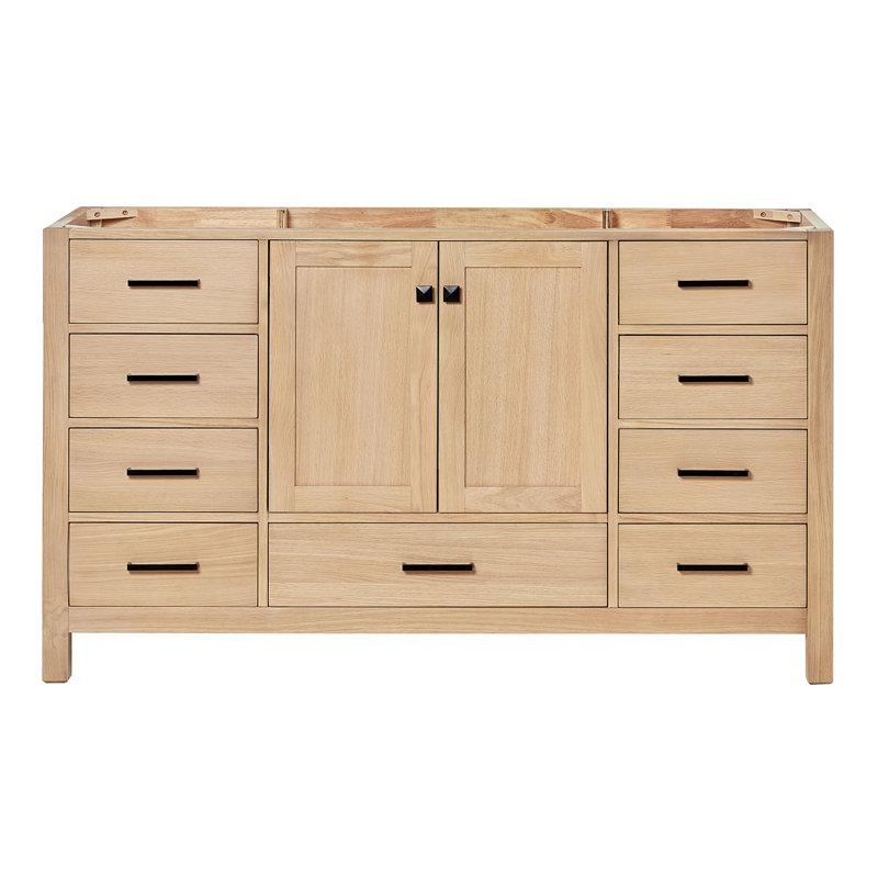 Cambridge 60'' W Single Bathroom Vanity Base, Oak, Matte Black