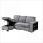 Canapés modulaires | Canapé-lit moderne en L coulissant pour salon, méridienne de rangement, USB, porte-gobelets, gris anthracite | Gris foncé | Rembourré