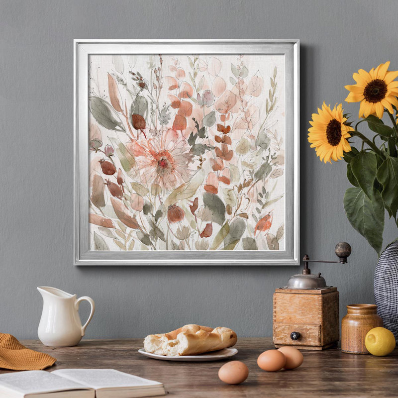 Wild Blush Garden - Peinture sur toile encadrée, H 30,5 po x l 30,5 po x P 1,5 po, Argent