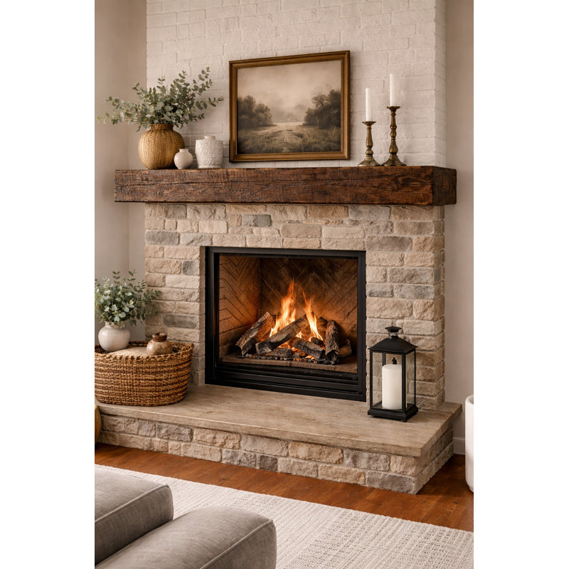 Authentic Reclaimed Barn Beam Fireplace Mantel 6"H x 8"D, 60"