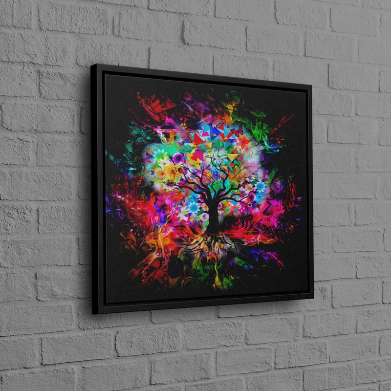 Print on Canvas, 80 cm H x 80 cm W, Framed Print without Mat, Black