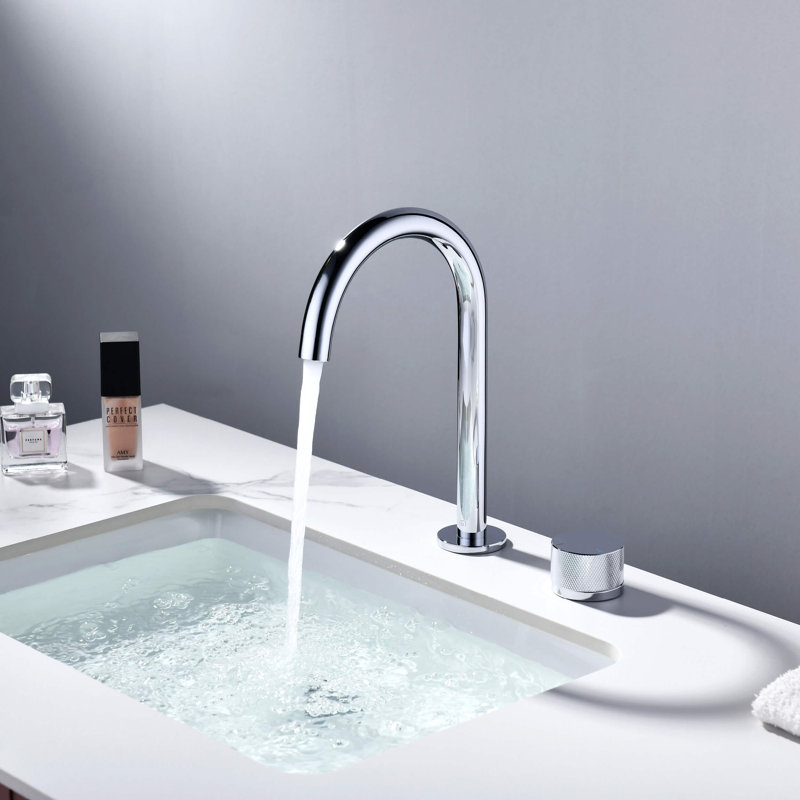 Circular X One Handle Two Holes Bathroom Vanity Sink Faucet with Drain, Chrome