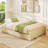 Full Size Wooden Platform Bed with 2 Rolling Storage Drawers Wood Slat Support-1601850956