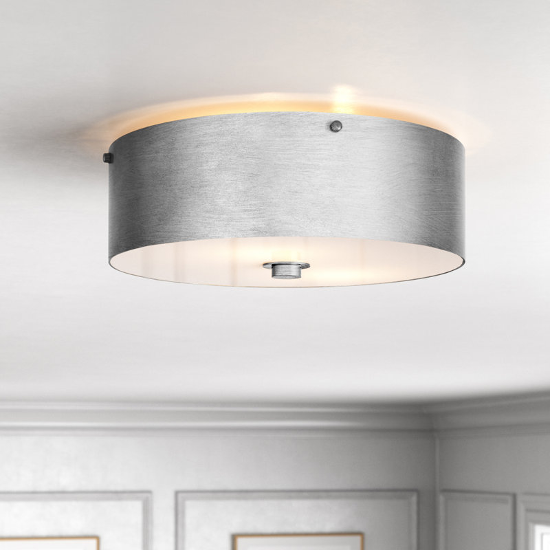 Aujanae 2 -Light 12" Flush Mount, Vintage Silver/White
