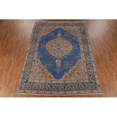 Handmade Blue Traditional Area Rug 8x11