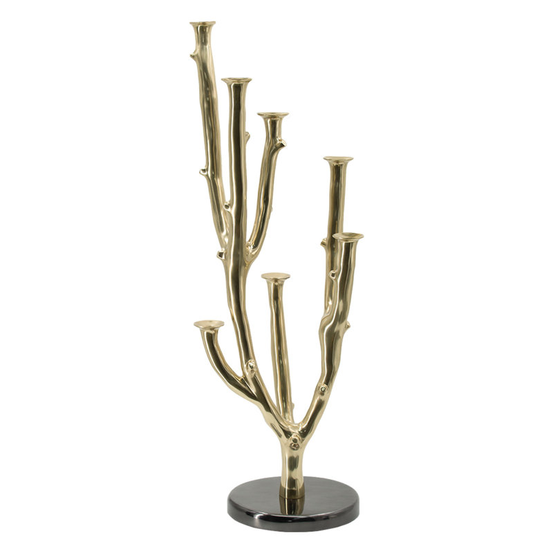 Lydia Multi-Taper Candle Holder, Branching-Stem Design, 38 Inch Gold Metal