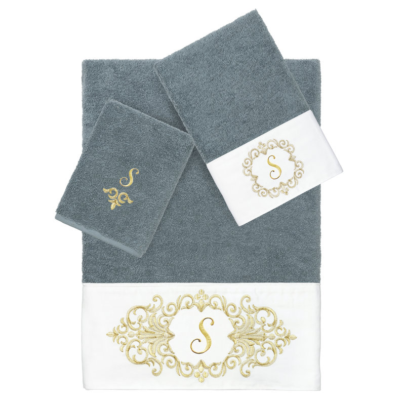 Linum Home Textiles 100% Turkish Cotton MONICA 3PC Embellished Towel Set, S
