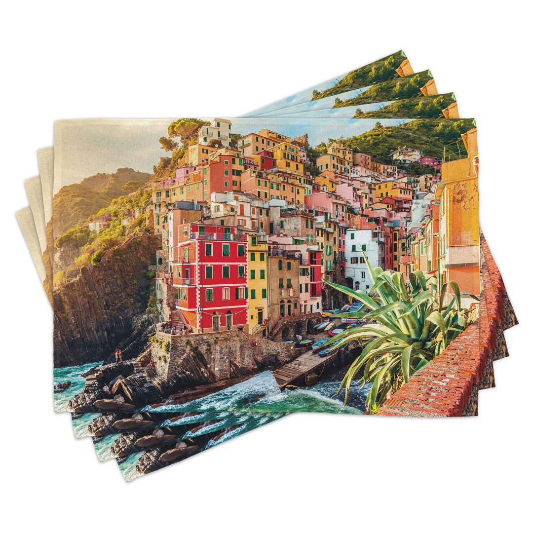 Platzdeckchen 4er-Set, Riomaggiore bei Sonnenuntergang, Multicolor