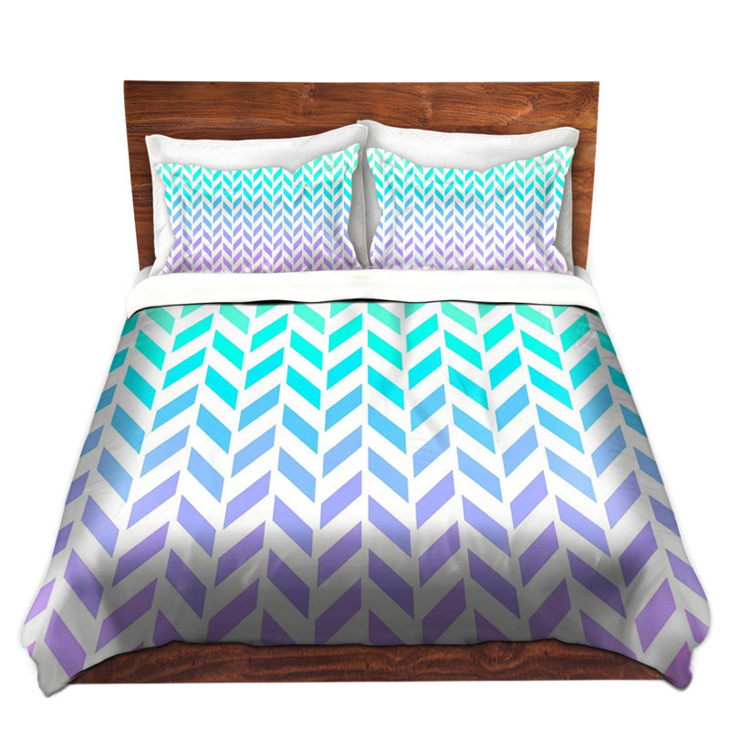 Ensemble de housse de couette à motif chevrons, 1 housse simple + 1 taie standard