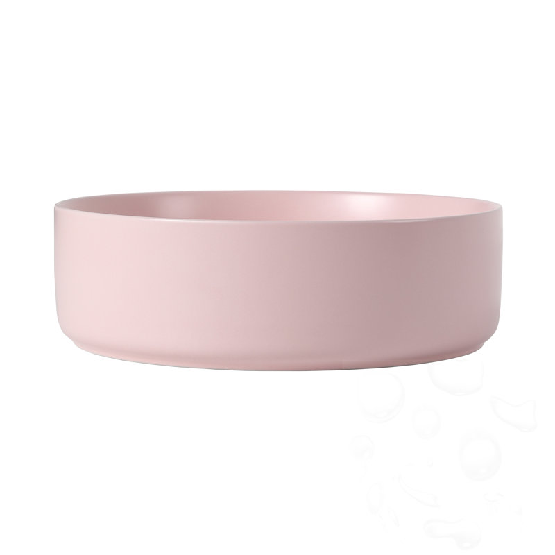 Ceramic Circular Bathroom Sink, Pink