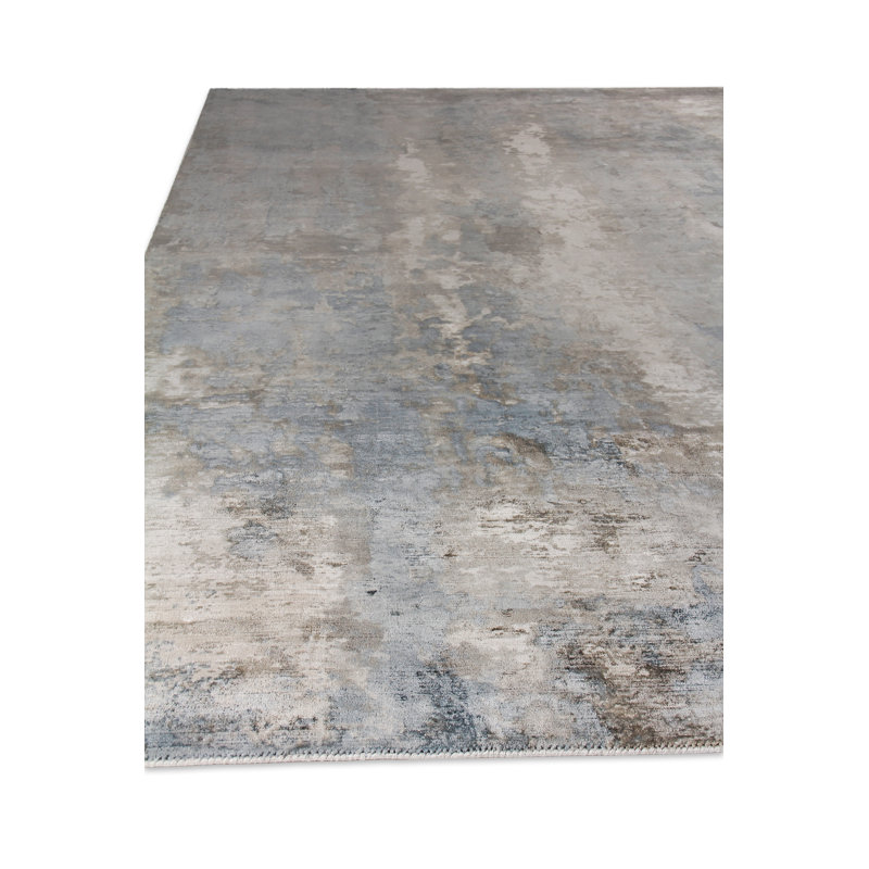 Koda Handmade Synthetic Silver/Blue/Brown Area Rug, Rectangle 8' x 10'