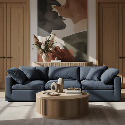 Table basse Madera en placage de chêne et bois massif avec roulettes
