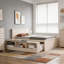 Lit plateforme en bois avec lit gigogne escamotable, armoire de rangement-2019856902-2019856900