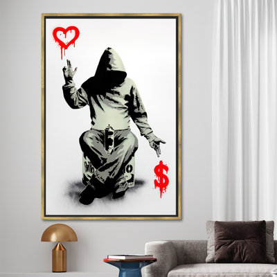 Banksy Canvas Art, Banksy Heart Poster, Love Or Money Wall Decor, Banksy Boy Art Canvas, Street Art Canvas, Painting Poster,