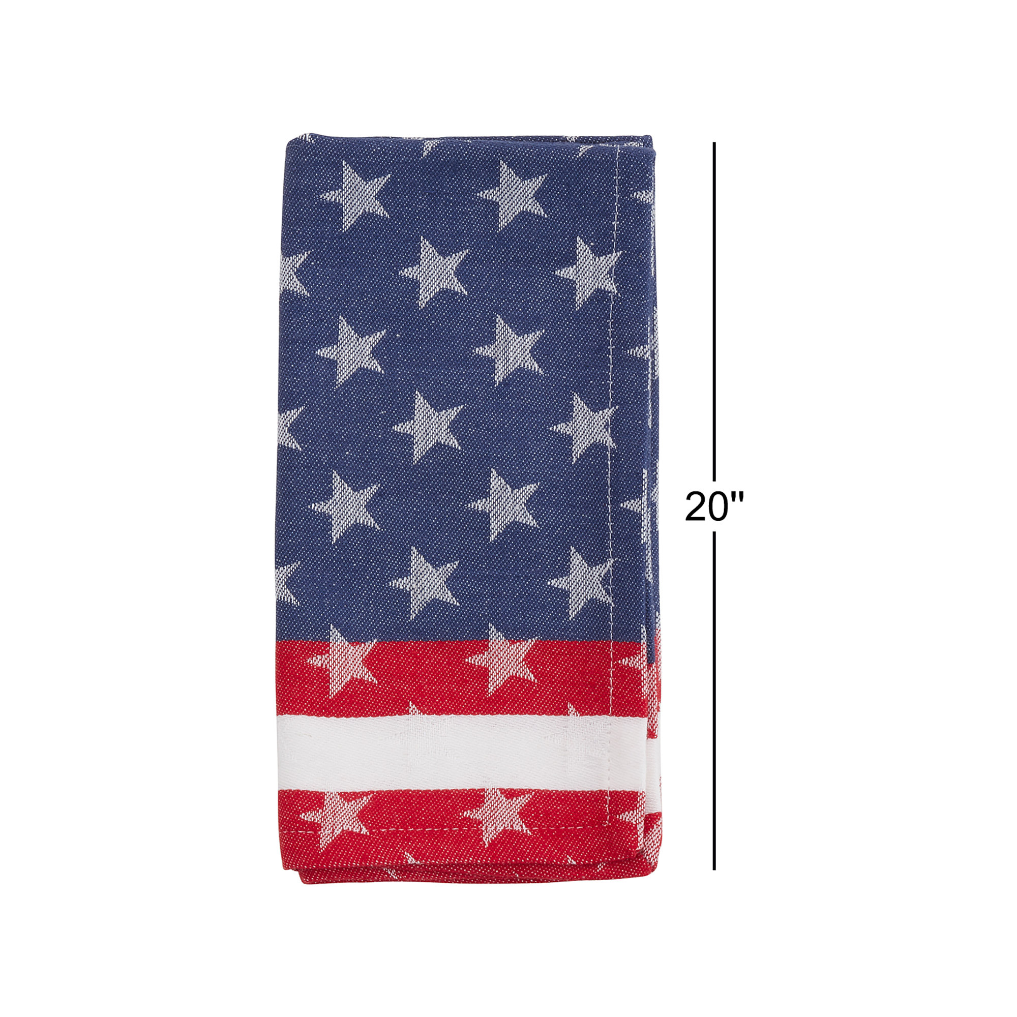Navy Blue American Flag Design Stripe Star Cotton Cloth Napkins 20" W X 20" L, Set Of 4