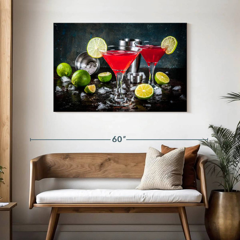 Yarlin - Martini rouge cocktails, H 30 po x l 45 po