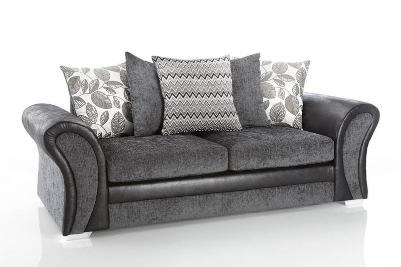 Henley 3 Seater Chenille Sofa, Black/Grey