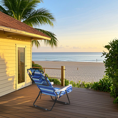 5-Position Adjustable Backpack Beach Chair Folding Lounge Chair with Pillow and Storage Bag by Arlmont & Co.