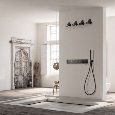 Système de douche thermostatique à DEL à 5 fonctions avec pluie et cascade Milan Modern