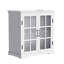 Bathroom Vanity with Ceramic Sink, Bathroom Vanity Cabinet with Tempered Blurred Glass, Equipped with Large Storage Space and Rubber Wood Frame-1542026879