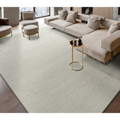 High-Quality Hand-Knotted Ivory Area Rug