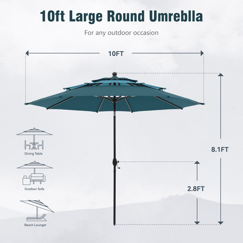Parasol de marché 120 po Alyah, Bleu paon / céruléen