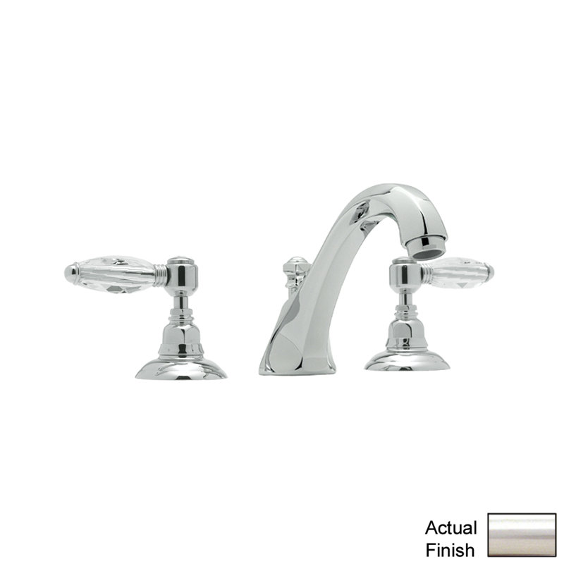 Country Double Handle Deck Mounted Roman Tub Faucet with Handshower, Satin Nickel