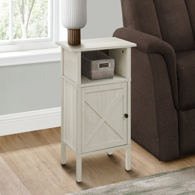 Washed Oak Laminate Transitional Small Side End Table With Storage