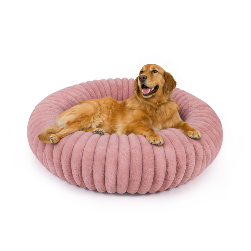 Lit pour chien Calming Donut, Grand (H 8 po x l 36 po x P 36 po), Rose